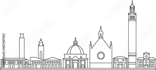 Bologna Skyline Silhouette Outline Vector Illustration Italy Cityscape Landmark Architecture