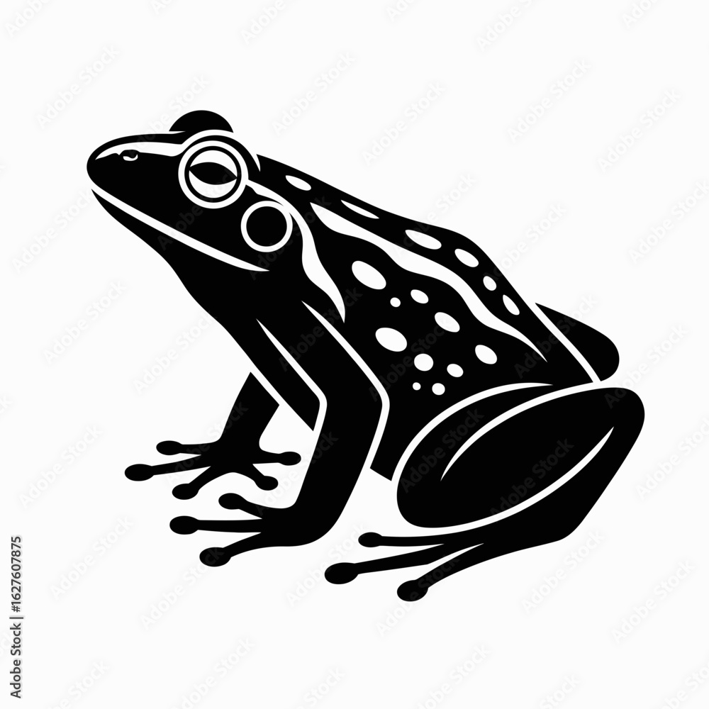 Naklejka premium frog, illustration, design, animal, nature, blackandwhite, graphic, wildlife, amphibian, vector, natureart, detailed, natureillustration, animalart, wild, hopping, creature, outdoor, frogdesign, ecolo