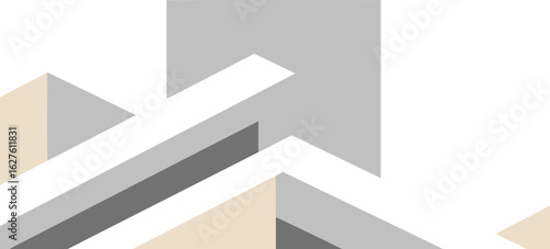 Abstract geometric shapes in muted tones with a focus on architectural design elements. Modern, minimal color palette with overlapping planes of color and form on a white background.