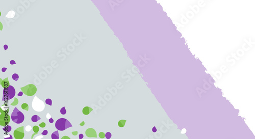 Abstract design with multicolored leaf shapes scattered across a soft gradient background. Abstract design with a pastel color palette. No people or objects. General use -