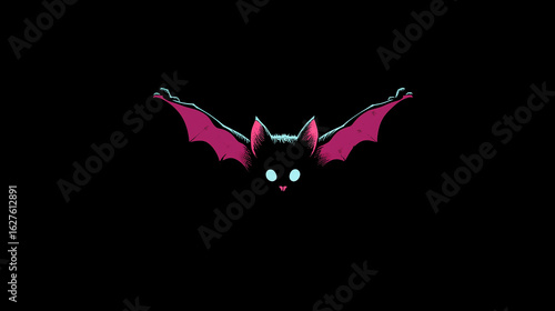 Halloween style, flying bat with big eyes