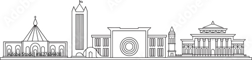 Detailed Outline of Yerevan Armenia Skyline Silhouette Vector Illustration on Transparent Backdrop