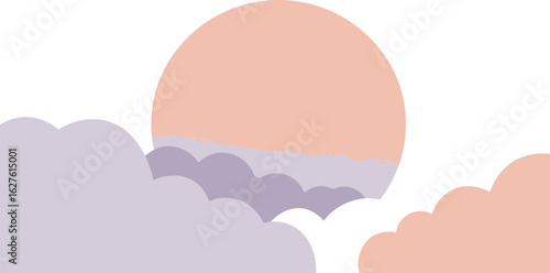 Abstract sunset sky with pastel clouds in a soft, ethereal style. Gentle color gradients depict the tranquil, peaceful landscape.