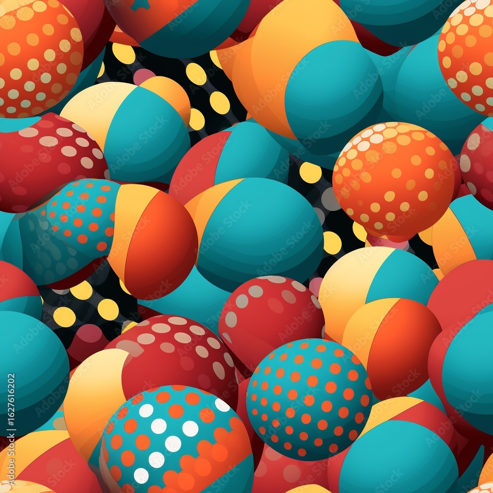 Obraz premium Abstract Colorful Sphere Pattern with Dots and Stripes