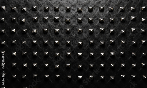 Dark Textured Leather with Silver Studs