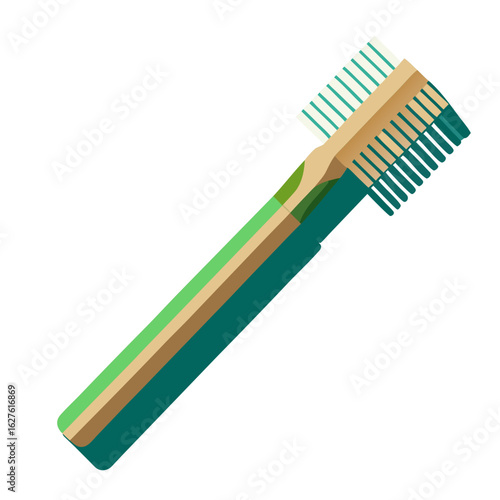 Flat design bamboo toothbrush isolated on transparent background isolated on white background
