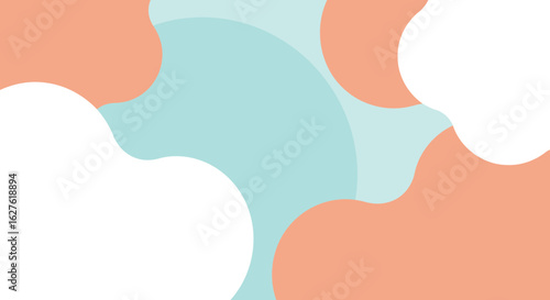 Abstract geometric shapes in pastel colors with overlapping forms. Soft, organic shapes in a minimalist design. Blank, neutral background for graphic design or branding.