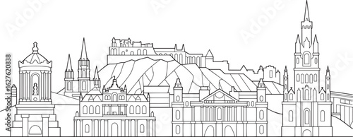 Edinburgh Skyline Silhouette Vector Illustration A Detailed Outline of the Scottish Capital Cityscape