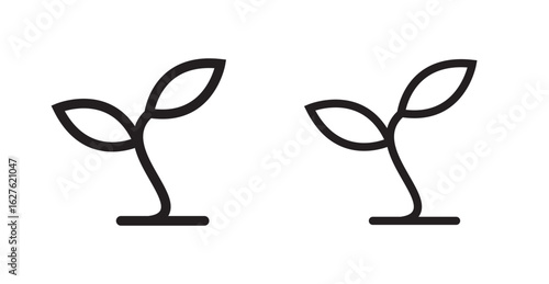 Young sprout icon thin flat outline style vector sign. Young sprout icon Thin line flat illustration
