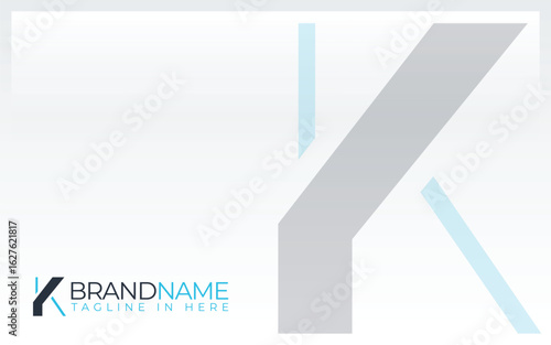 Letter K logo formed with simple and modern shape in blue color