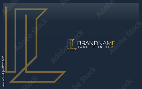 Letter L logo formed with gold line in simple and modern shape