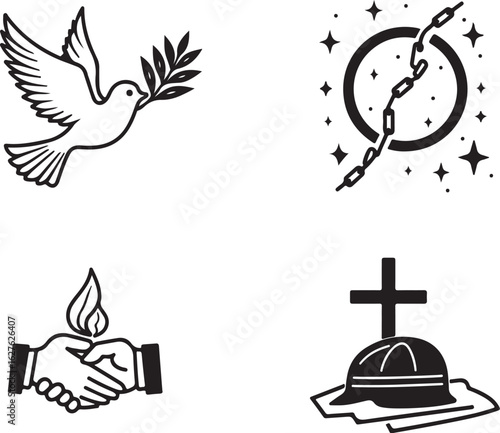 Symbols of hope, freedom, unity, and remembrance