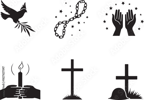 Peace, faith, and remembrance symbols for solemn occasions