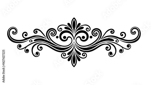 Timeless calligraphic clipart divider with detailed curls and vintage feel, set against white.