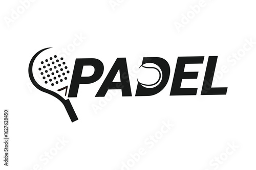 Padel logo, padel racket and ball logo design vector