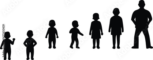 Human Life Stages Silhouette Icons vector