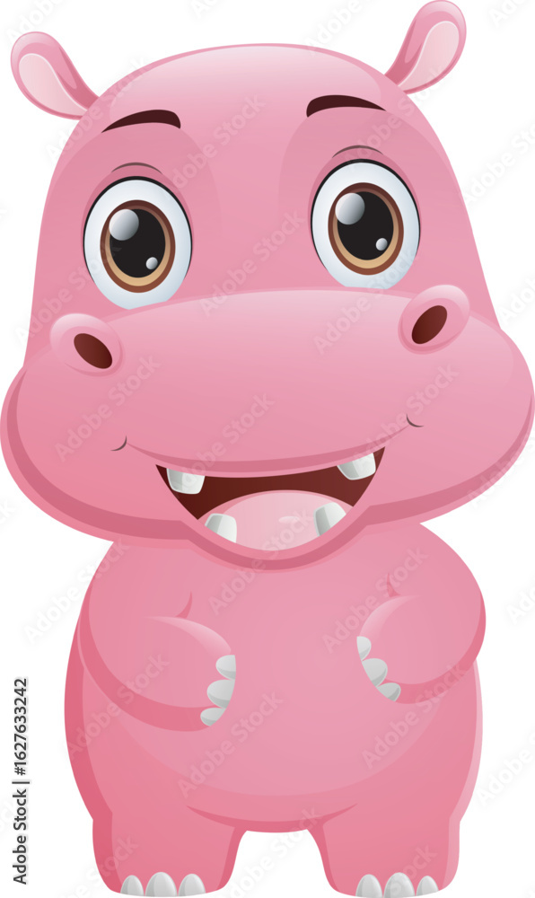 Naklejka premium Cute hippo cartoon isolated on white background