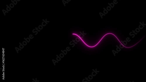 Animation of glowing wave line sliding. Abstract neon line waves animation.neon wave line animation.Bright neon curve line abstract technology background, 4k, video, black,background,
