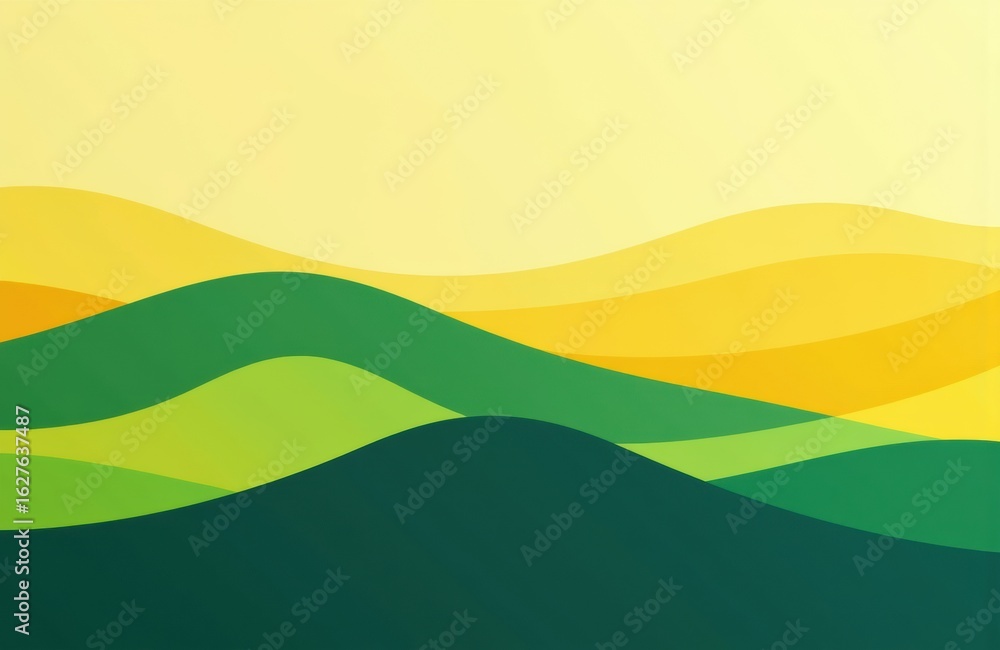 Obraz premium Colorful abstract waves with green, yellow, and orange tones creating a dynamic landscape effect
