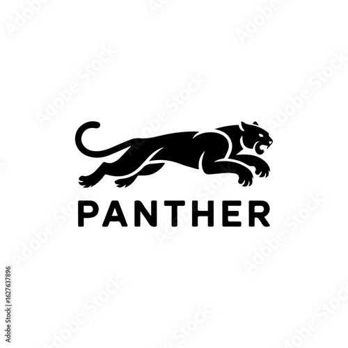 Panther logo , animal, silhouette, vector, dog, cat, illustration, mammal, animals, icon, wild, black, pet, symbol, panther, tail, wildlife, nature, design, sign, leopard, cartoon, california, outline