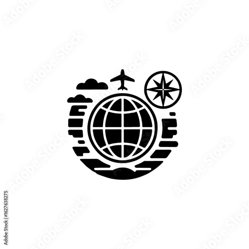 Traveler logo , globe, icon, world, earth, button, internet, vector, global, symbol, web, planet, illustration, business, sphere, network, sign, travel, computer, map, technology, communication, butto
