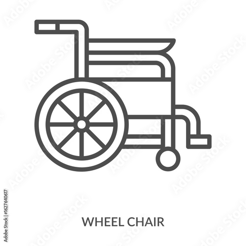 Wheel Chair Icon Line Style. Design Vector Illustration