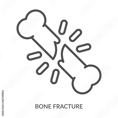 Bone Fracture Icon Line Style. Design Vector Illustration