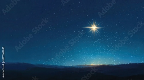 Radiant star glowing above peaceful village, highlighting spiritual significance of christmas eve and divine nativity narrative