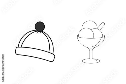 Winter hat and ice cream dessert pompom black