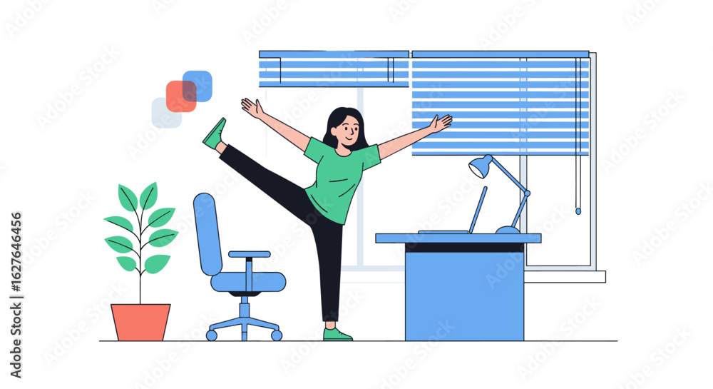 Fototapeta premium Enhance workplace wellness with dynamic office exercises to boost energy and focus