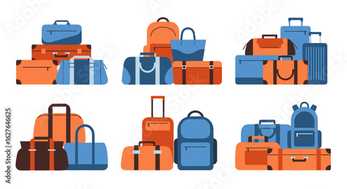 Organized collection of modern travel luggage and bags for global exploration and adventures