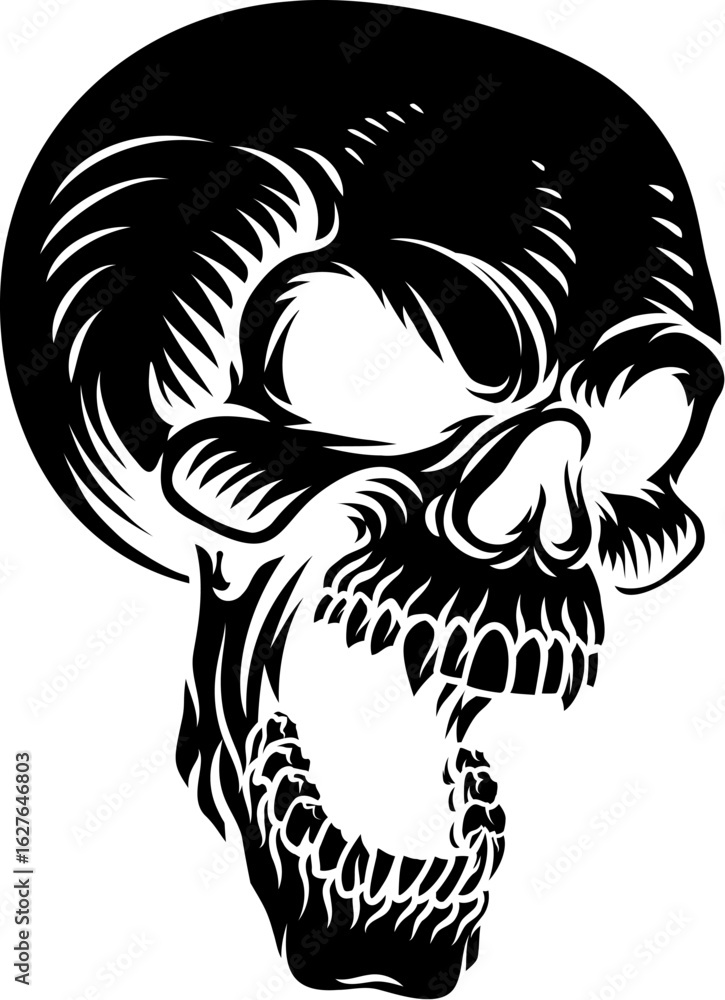An evil screaming skull reaper shouting illustration