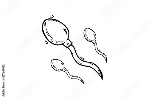 Hand drawn sperm cells vector icon illustration