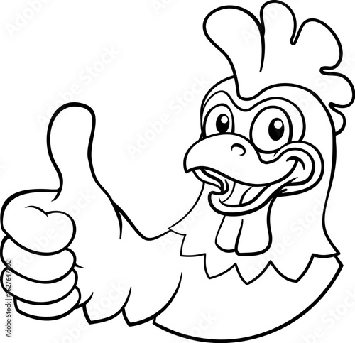 A chicken cartoon rooster cockerel bird mascot giving a thumbs up