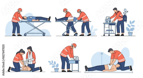 Emergency medical professionals providing critical life support techniques to patients