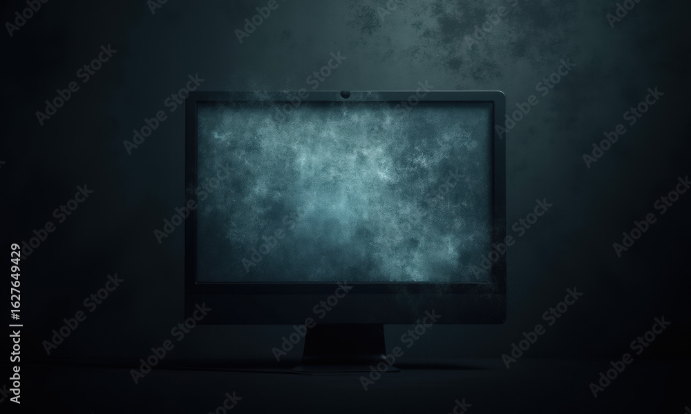 Fototapeta premium Dark Monitor Screen with Grunge Texture