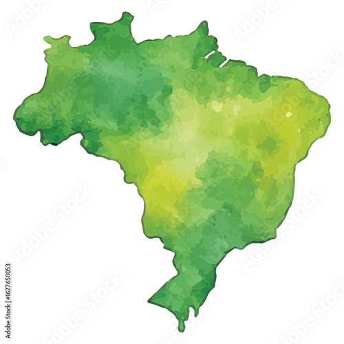 Vibrant Brazil Map Watercolor Country Illustration