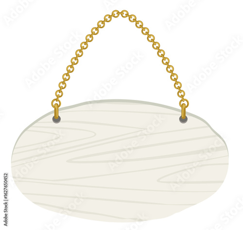 シンプルな木製の吊り下げ看板ベクター素材｜店舗・案内用イラスト｜白樺風｜チェーン部分ブラシ設定(Simple Wooden Hanging Signboard Vector – Birch Style for Shops and Signs with Chain Brush)