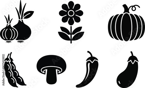 Vector art of vegetable icons isolated 