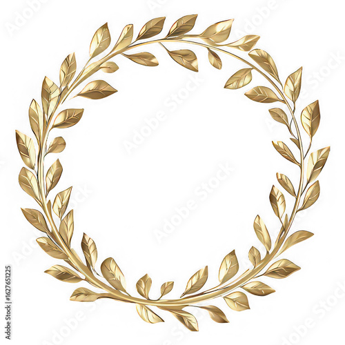 Golden Laurel Wreath Circular Frame with Transparent Background graphic design