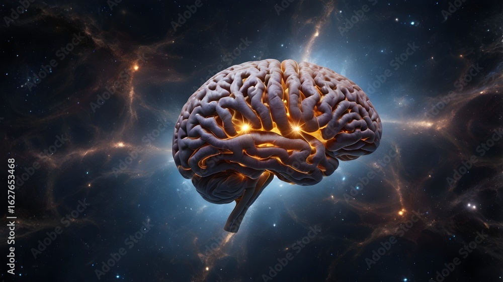 custom made wallpaper toronto digitalUnlock your brain's potential with this visually striking image of a human brain glowing against a cosmic backdrop, perfect for science or technology projects