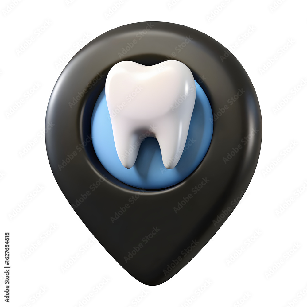 Dental clinic location marker with a healthy tooth icon isolated on transparent background Dental clinic location marker with a healthy tooth icon isolated on transparent background