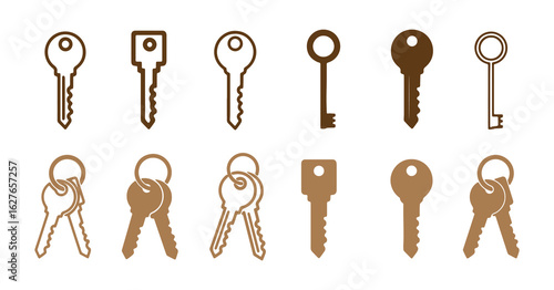Essential Key Icon Set - 12 Minimalist Vector Keys for Security & Digital Access (EPS/SVG/AI)