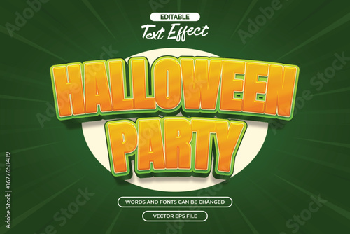 Halloween party editable text effect green background