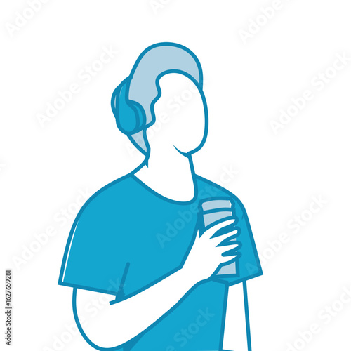 Man use headset isolated on white background 