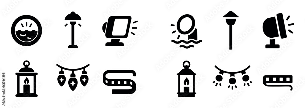 Naklejka premium Pool Lighting Icons