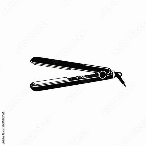 Hair straightener isolated on white, showcasing professional hair styling device, a versatile tool for achieving sleek, straight hairstyles. Hair straightener for modern hair styling