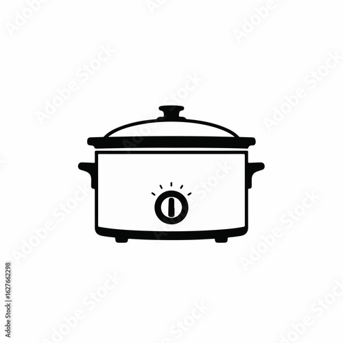 Slow cooker icon simple design.  Slow cooker illustration shows kitchen appliance for cooking. This slow cooker image is perfect for appliance store website or cookbook.
