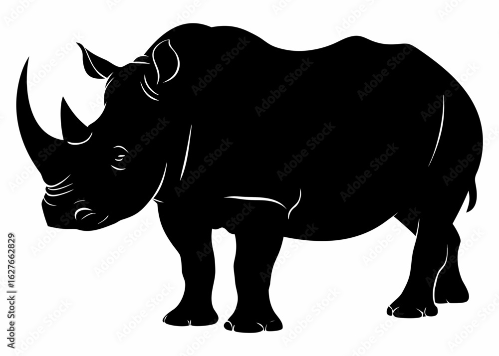 Fototapeta premium Massive Rhino Lineart Illustration