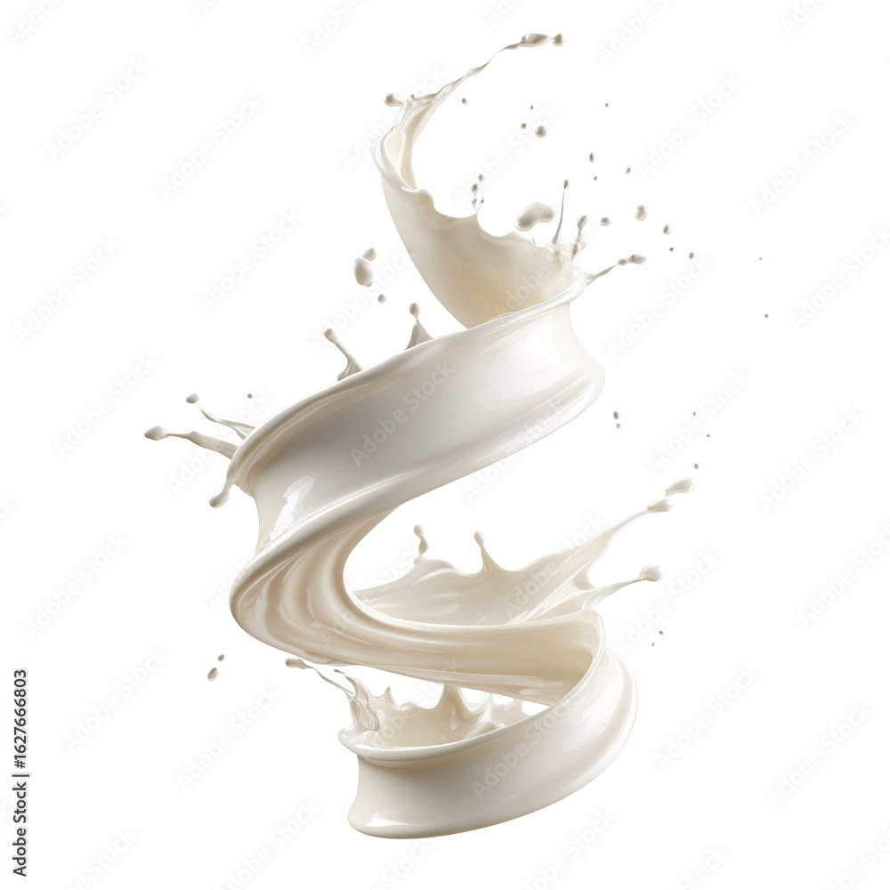 Fototapeta premium Swirl of creamy milk splash, isolated on transparent cutout background